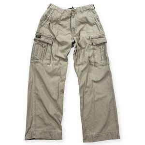 Y2K American Eagle Pants Men's 30x30 Beige Cargo Baggy Wide Leg Skater  Gorpcore